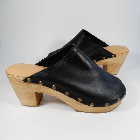 Beek Woodpecker Clogs Mules Size 10 Studded Wood Platform Black Leather NEW $320 - Picture 9 of 16